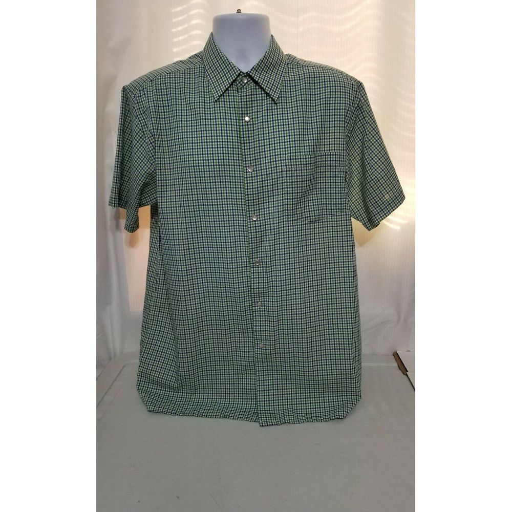 Duke Haband Medium Plaid Shirt Pearl Snaps